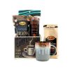 coffee-themed gift box filled with chocolate products and coffee